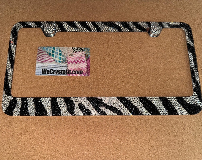 Zebra Crystal Sparkle Auto Bling Rhinestone  License Plate Frame with Swarovski Elements Made by WeCrystalIt