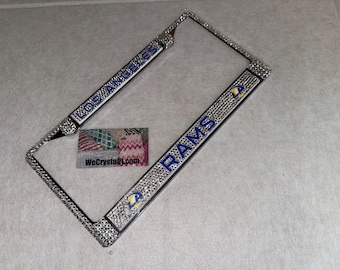 Los Angeles Rams License Clear Crystal Sport Football Frame Sparkle Auto Bling Rhinestone Plate Frame with Swarovski Elements Made WeCrystal