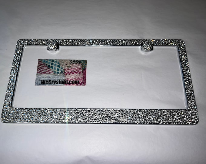 Swarovski  Bumpie Clear Crystals Diamond on Silver Frame Crystal Sparkle Auto Bling Rhinestone  License Plate Frame Made by WeCrystalIt