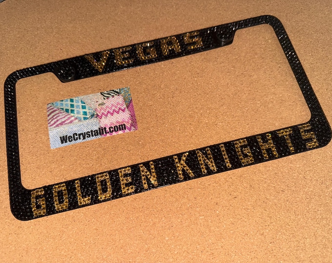 Las Vegas Golden Knights Crystal Sparkle Auto Bling Rhinestone  License Plate Frame with Swarovski Elements Made by WeCrystalIt