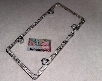 Clear Diamond on silver Frame 3 Row Crystal Sparkle Auto Bling Rhinestone  License Plate Frame with Swarovski Crystals Made by WeCrystalIt