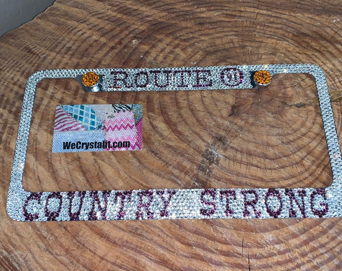 Route 91 Country Strong Crystal Sparkle Auto Bling Rhinestone  License Plate Frame with Swarovski Elements Made by WeCrystalIt