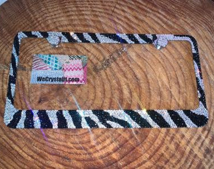 Zebra Crystal Sparkle Auto Bling Rhinestone  License Plate Frame with Swarovski Elements Made by WeCrystalIt