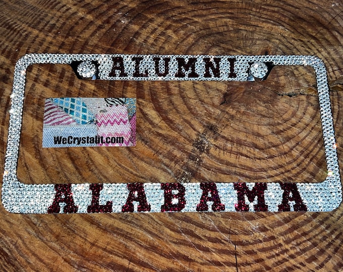 Alabama alumni BAMA Crystal Sparkle Auto Bling Rhinestone  License Plate Frame with Swarovski Elements Made by WeCrystalIt