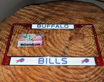 Bills License Red Crystal Buffalo Sport football Frame Sparkle Auto Bling Rhinestone Plate Frame with Swarovski Elements Made by WeCrystalIt
