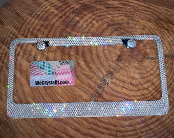 Linda Clear 8 Row Swarovski Crystal Sparkle Auto Bling Rhinestone License Plate Frame Made with Swarovski Elements Made by WeCrystalIt