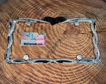 Rocker Heart Crystal Sparkle Auto Bling Rhinestone  License Plate Frame with Swarovski Elements Made by WeCrystalIt