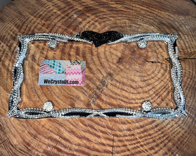 Rocker Heart Crystal Sparkle Auto Bling Rhinestone  License Plate Frame with Swarovski Elements Made by WeCrystalIt