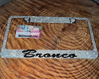 Bronco Crystal and Black Sparkle Auto Bling Rhinestone  License Plate Frame with Swarovski Elements Made by WeCrystalIt