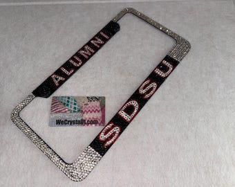 Alumni SDSU Crystal Sparkle Auto Bling Rhinestone  License Plate Frame with Swarovski Elements Made by WeCrystalIt
