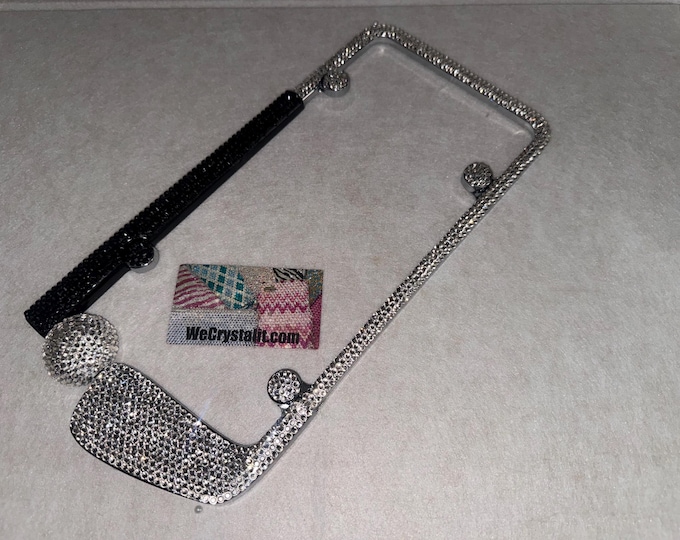 Golf Club Crystal Sparkle Auto Bling Rhinestone License Plate Frame with Swarovski Elements Made by WeCrystalIt