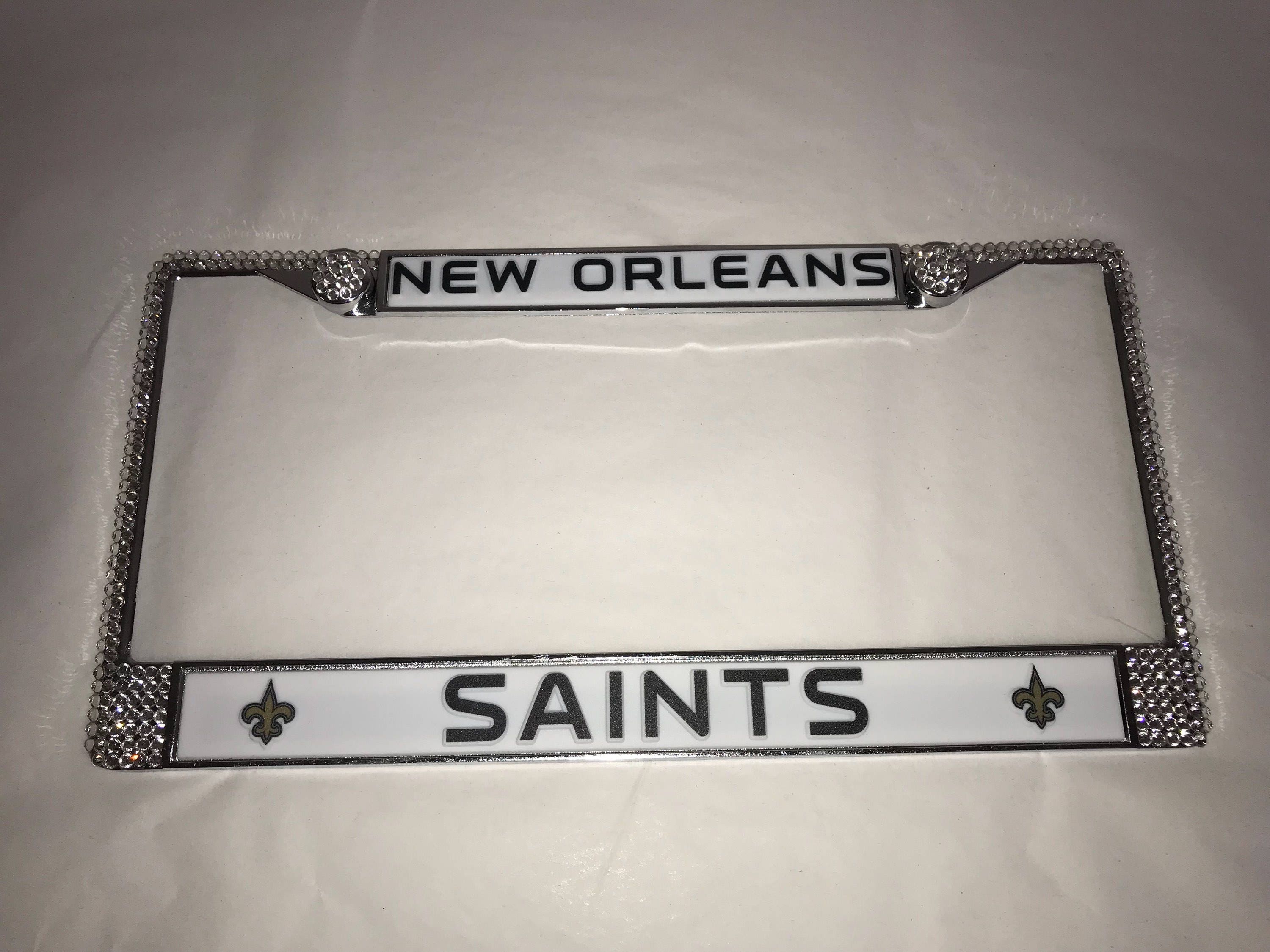 Saints License New Orleans Football Crystal Frame Sparkle Auto Bling