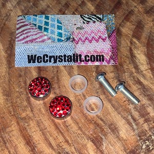 Red Replacement bling Car Bolt Cover Caps for a Crystal Frame Sparkle Auto Bling Rhinestone License Plate Frame Made by WeCrystalIt
