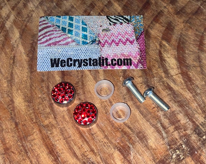 Red Replacement bling Car Bolt Cover Caps for a Crystal Frame Sparkle Auto Bling Rhinestone License Plate Frame Made by WeCrystalIt