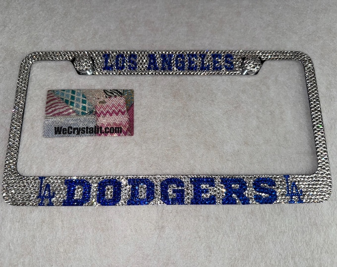 LA Dodgers Crystal Sparkle Auto Bling Rhinestone  License Plate Frame with Swarovski Elements Made by WeCrystalIt