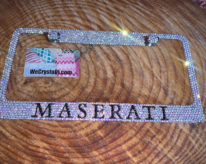 Maserati Crystal Sparkle Auto Bling Rhinestone  License Plate Frame with Swarovski Elements Made by WeCrystalIt