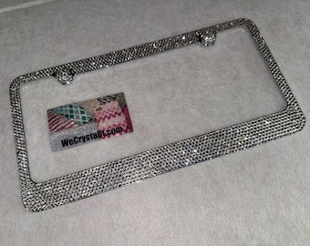 Linda Clear 8 Row Swarovski Crystal Sparkle Auto Bling Rhinestone License Plate Frame Made with Swarovski Elements Made by WeCrystalIt