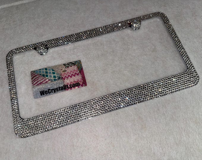 Linda Clear 8 Row Swarovski Crystal Sparkle Auto Bling Rhinestone License Plate Frame Made with Swarovski Elements Made by WeCrystalIt