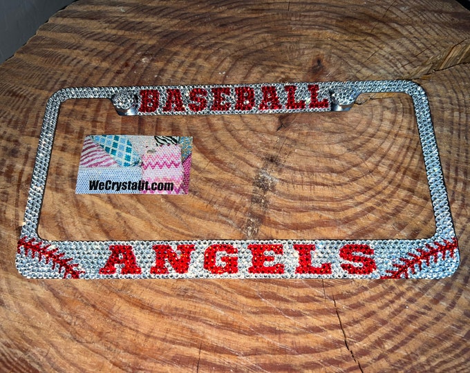Angels Anaheim Los Angeles License Baseball Crystal Sparkle Auto Bling Rhinestone License Plate Frame with Swarovski Elements by WeCrystalIt