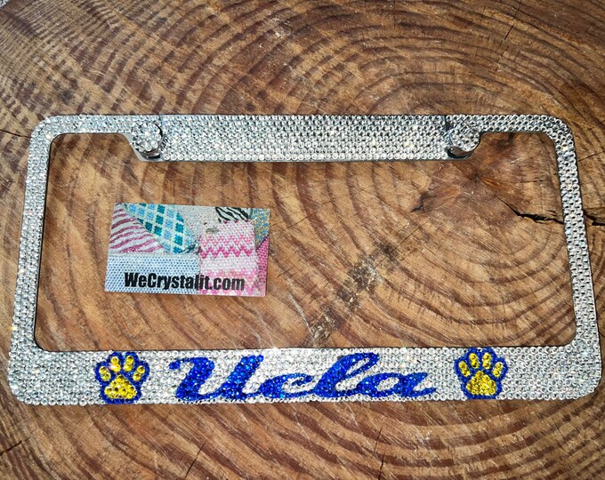 UCLA Paw Crystal Sparkle Auto Bling Rhinestone  License Plate Frame with Swarovski Elements Made by WeCrystalIt