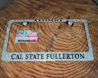 Cal state Fullerton College Alumni Crystal Sparkle Auto Bling Rhinestone  License Plate Frame with Swarovski Elements Made by WeCrystalIt