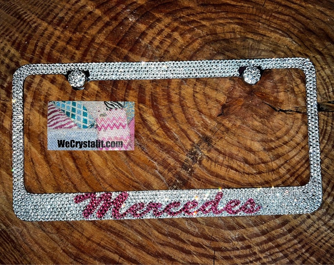 Mercedes Rose Pink Crystal Sparkle Auto Bling Rhinestone  License Plate Frame with Swarovski Elements Made by WeCrystalIt