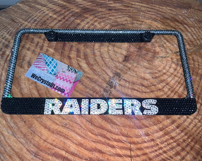 Raiders Las Vegas Crystal Sparkle Auto Bling Rhinestone  License Plate Frame with Swarovski Elements Made by WeCrystalIt