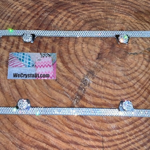 Clear Diamond on silver Frame 3 Row Crystal Sparkle Auto Bling Rhinestone  License Plate Frame with Swarovski Crystals Made by WeCrystalIt