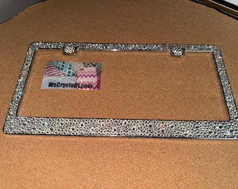 Multi Clear Crystal Bumpie Diamond on Silver Frame Crystal Sparkle Auto Bling Rhinestone License Plate Frame w Swarovski Made by WeCrystalIt