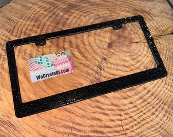 Jet Black Crystal on Black Frame Crystal Sparkle Auto Bling Rhinestone License Plate Frame with Swarovski Elements Made by WeCrystalIt