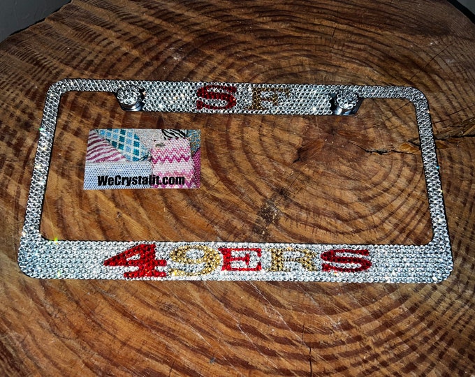 San Francisco 49ers 49 ers Crystal Sparkle Auto Bling Rhinestone License Plate Frame with Swarovski Elements Made by WeCrystalIt