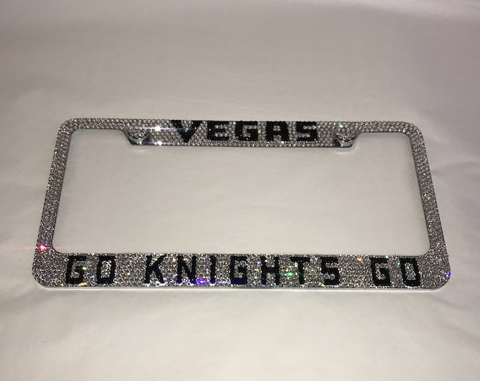 Las Vegas Knights Crystal Sparkle Auto Bling Rhinestone  License Plate Frame with Swarovski Elements Made by WeCrystalIt