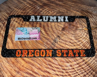Oregon State Alumni Crystal Sparkle Auto Bling Rhinestone  License Plate Frame with Swarovski Elements Made by WeCrystalIt