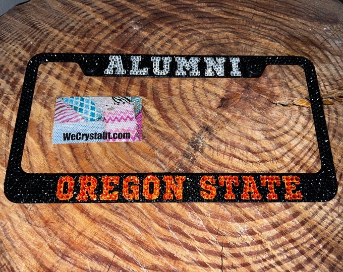 Oregon State Alumni Crystal Sparkle Auto Bling Rhinestone  License Plate Frame with Swarovski Elements Made by WeCrystalIt