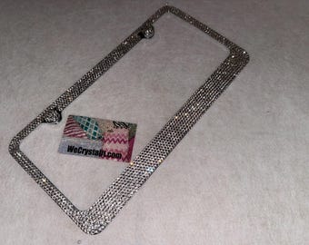 Linda Clear 8 Row Swarovski Crystal Sparkle Auto Bling Rhinestone License Plate Frame Made with Swarovski Elements Made by WeCrystalIt