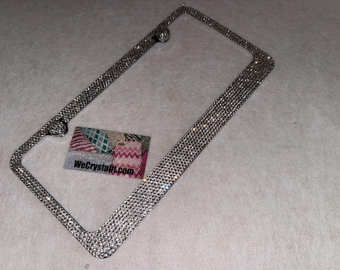 Linda Clear 8 Row Swarovski Crystal Sparkle Auto Bling Rhinestone License Plate Frame Made with Swarovski Elements Made by WeCrystalIt