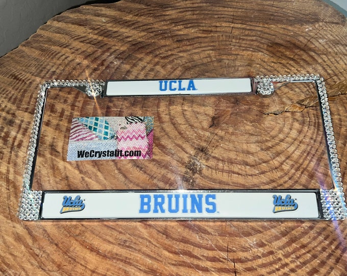 UCLA Bruins Sport Football Frame Crystal Sparkle Auto Bling Rhinestone  License Plate Frame with Swarovski Elements Made by WeCrystalIt