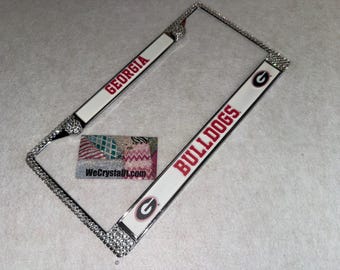 Georgia Bulldogs  License Crystal Sport Frame Sparkle Auto Bling Rhinestone Plate Frame with Swarovski Crystals Made by WeCrystalt