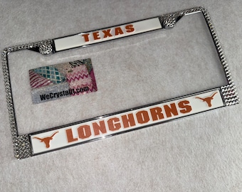 Longhorns Texas Football License Crystal Frame Sparkle Auto Bling Rhinestone Plate Frame with Swarovski Elements Made by WeCrystalIt