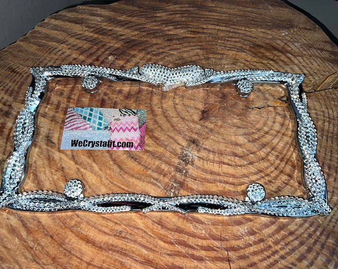 Rocker Heart Crystal Sparkle Auto Bling Rhinestone  License Plate Frame with Swarovski Elements Made by WeCrystalIt