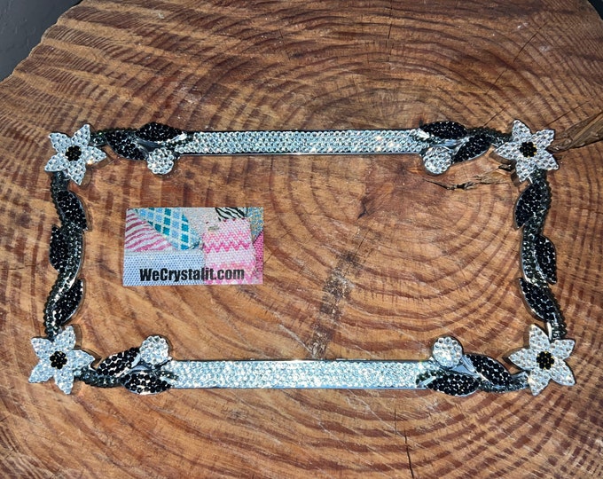Clear Daisy Flower Crystal Sparkle Auto Bling Rhinestone  License Plate Frame with Swarovski Elements Made by WeCrystalIt