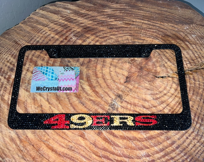 San francisco 49ers Crystal Sparkle Auto Bling Rhinestone  License Plate Frame with Swarovski Elements Made by WeCrystalIt