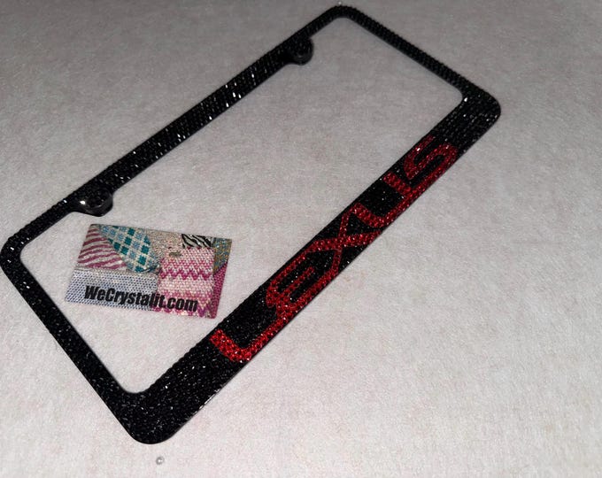 Lexus Crystal black and red Sparkle Auto Bling Rhinestone  License Plate Frame with Swarovski Elements Made by WeCrystalIt