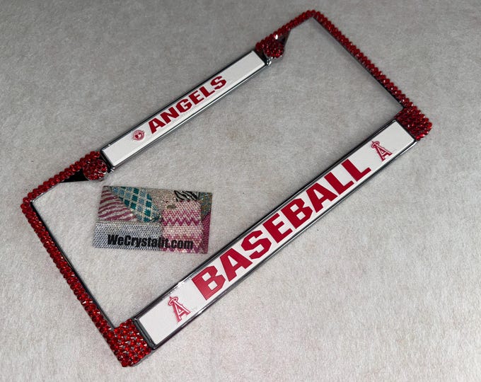 Anaheim Angels Los Angeles License Baseball Sport Frame Sparkle Auto Bling Rhinestone Plate Frame with Swarovski Elements by WeCrysta