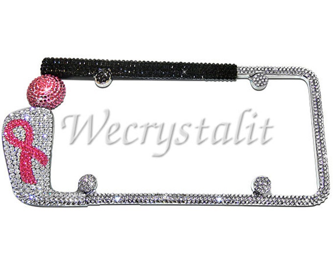 Golf Club Ribbon  Crystal Sparkle Auto Bling Rhinestone License Plate Frame with Swarovski Elements Made by WeCrystalIt