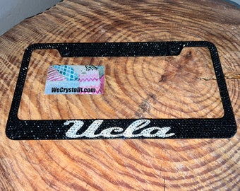 UCLA Black Crystal Sparkle Auto Bling Rhinestone  License Plate Frame with Swarovski Elements Made by WeCrystalIt