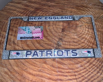 New England Patriots Full License Crystal Sport Frame Sparkle Auto Bling Rhinestone  Plate Frame Swarovski Elements Made by WeCrystalIt