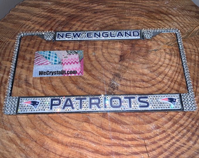 New England Patriots Full License Crystal Sport Frame Sparkle Auto Bling Rhinestone  Plate Frame Swarovski Elements Made by WeCrystalIt