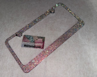 AB Crystal Aurora Borialis Sparkle Auto Bling Rhinestone  License Plate Frame with Swarovski Elements Made by WeCrystalIt