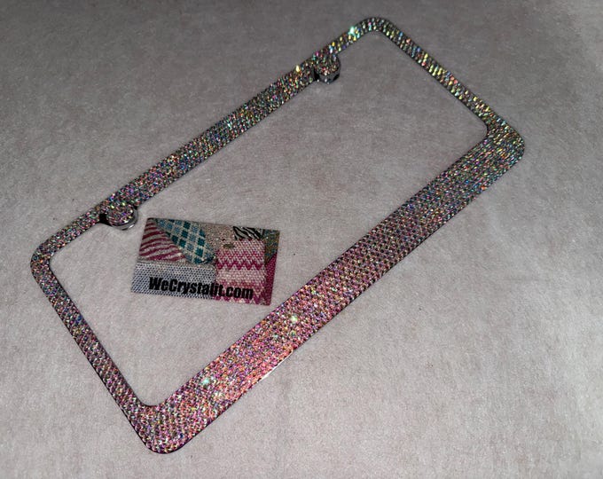 AB Crystal Aurora Borialis Sparkle Auto Bling Rhinestone  License Plate Frame with Swarovski Elements Made by WeCrystalIt